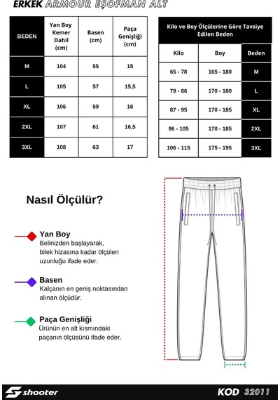Shooter Ribey Premium Kışlık Erkek Eşofman Alt Regular Kalıp Paça Lastikli Koyu Gri