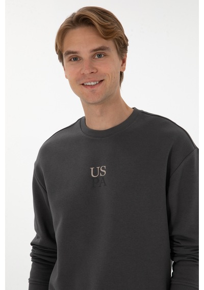 U.S. Polo Assn. Erkek Bisiklet Yaka Comfort Fit Antrasit Basic Sweatshirt 50313760-VR006