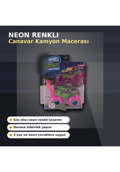 Jmv39 Neon Renkli 1:64 Ölçek Canavar Kamyon Monster Trucks Smashers Araç