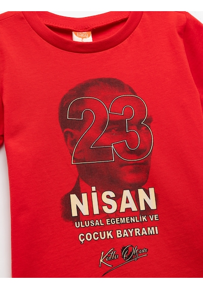 Koton Atatürk Baskılı Bisiklet Yaka Kısa Kollu Pamuklu Tişört Kırmızı 5smb10038tk Kırmızı