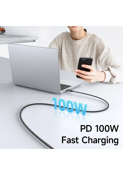 Ca-5610 Usb-c To Usb-c 100w Kablo Yatay Led Ekranli Siyah Standart