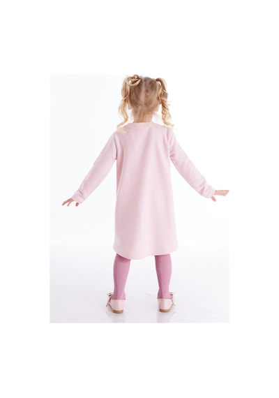 Cool Zürafa Kız Çocuk Pembe Kışlık Uzun Kollu Elbise