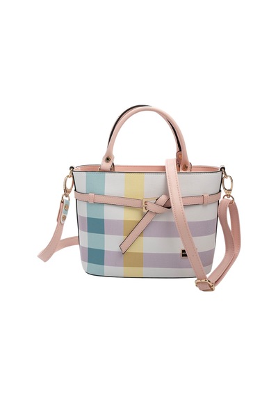 Silver & Polo Silver Polo Lila - Pembe Ekose Kadın El Çantası Sp1283