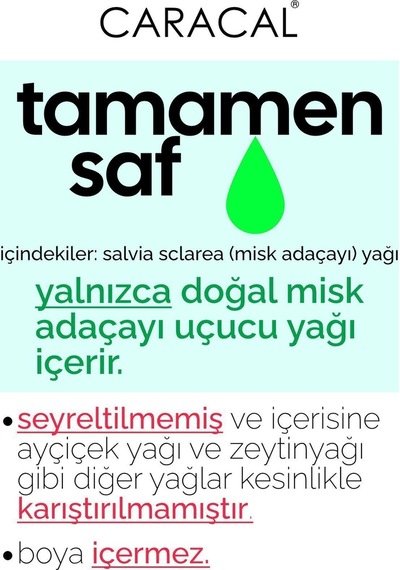 Caracal Saf Misk Adaçayı Yağı Doğal %100 Saf Ada Çayı Yağı Uçucu Katkısız Yağ 30 ML