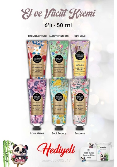 6'lı 50 Ml Love Kisses, Pure Love, Summer Dream, The Adventure, Empress, Soul Beauty El Kremi Ve Rosie
