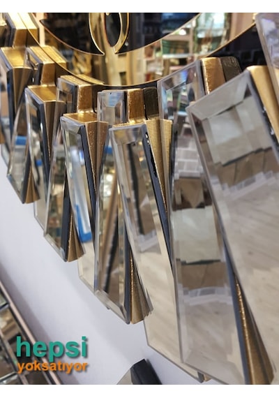 Güneş Bronze Black Altın Siyah 85 Cm Dekoratif Aynalı Duvar Saati