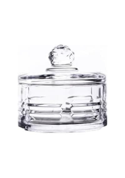 Lüx Kapaklı Cam Şekerlik & Cam Lokumluk, Kesme Cam Lüx Şekerlik 10cm 10.5cm - 4 Model 06648 Açık Kahverengi