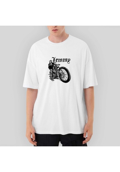 Motörhead Lemmy Kilmister Motorbike Oversize Beyaz Tişört Beyaz
