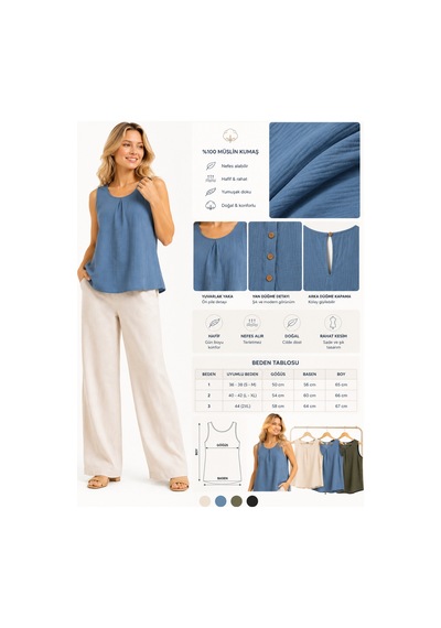 Duygu Altıntaş %100 Müslin Kadın Kolsuz Bluz Yan Düğme Detaylı, Rahat Kesim, Yazlık Şıklık İndigo-müslin - 875949841 İndigo-müslin - 875949841 İndigo-müslin Duygu Altıntaş %100 Müslin Kadın Kolsuz Bluz Yan Düğme Detaylı, Rahat Kesim, Yazlık Şıklık İndigo-müslin - 875949841 İndigo-müslin - 875949841 İndigo-müslin
