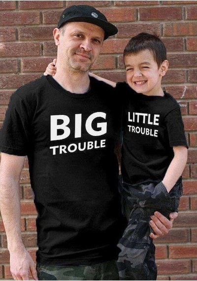 Tshirthane - Big Trouble Little Trouble Baba Oğul Kombini Tshirt