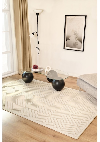 Kaşmir Halı 7/24 İskandinav Olav Beyaz 160x230 CM Salon Mutfak Halısı Yolluk Kilim