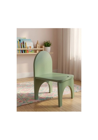 Montessori Mdf Çocuk Sandalyesi, Modern Tasarım, Güvenli Ve Dayanıklı Ahşap Çocuk Sandalyesi Yeşil