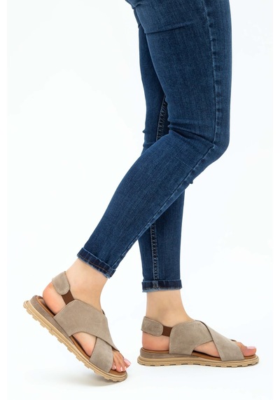 Tamer Tanca Kadın Vegan Bej Düz Sandalet 838 44205 Bn Sndlt Y23 Bej Suet Bej