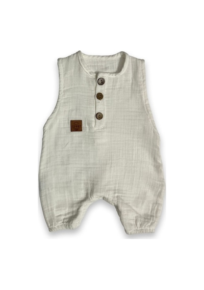 Babysena Kız/erkek Bebek Beyaz Müslin Tulum Beyaz
