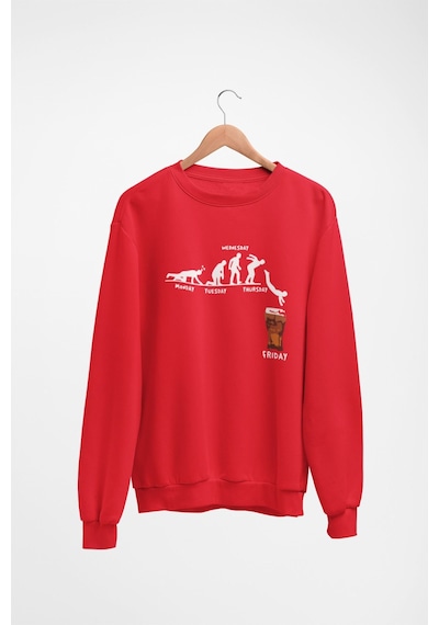 Magors Stıl-x Frıday Baskılı Oversize Bisiklet Yaka 3 İplik Şardonlu Sweatshırt Kırmızı