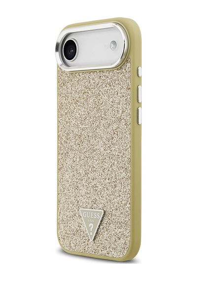 Apple Uyumlu iPhone 17 Air Kılıf Guess Lisanslı M-safeli Metal Kamera Çerçeveli Üçgen Logolu Glitter Gold Gold
