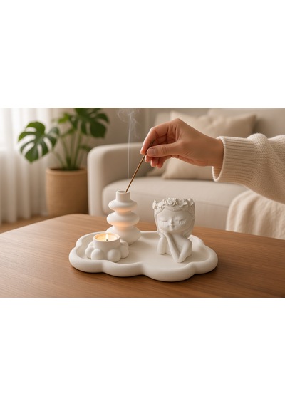 Nakkaş Home Dekoratif Mum Ve Tütsülük Obje - M5 Modeli Beyaz