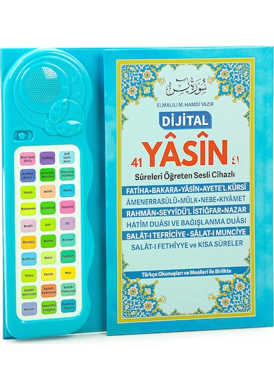 Çocuklar İçin Sure Dua Öğreten Cihaz Sesli Yasini Şerif Kitabı Mavi