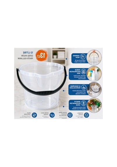 Ergonomik Saplı 13 Litre Temizlik Kovası İle Kolay Temizlik Açık Gri