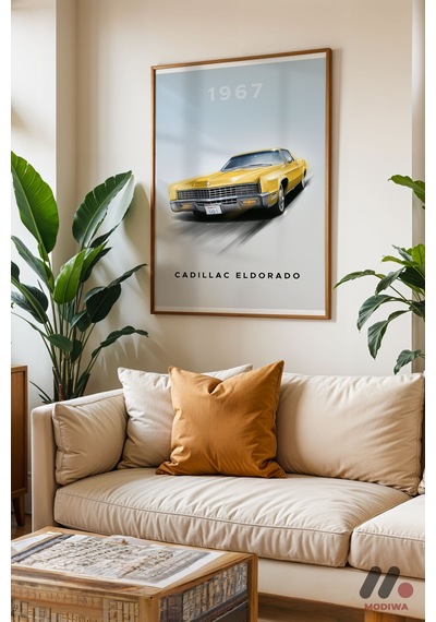 Cadillac Eldorado 1967 Klasik Araba, Ahşap Çerçeveli Duvar Tablosu - Oto Severlere Özel Hediye