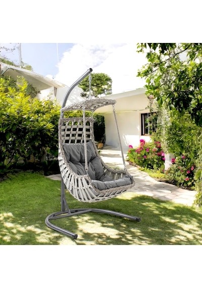 Capri Swing Alaçatı Tekli Rattan Bahçe Salıncağı Balkon Salıncağı Renkli