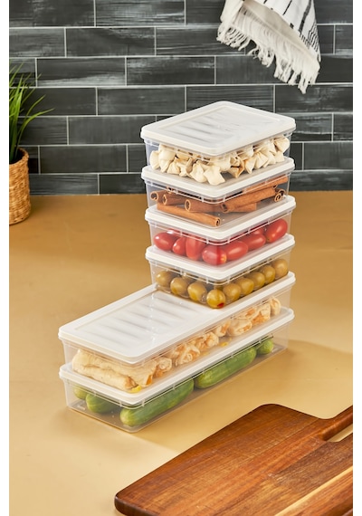 Multi Box 6 Lı Set Saklama Kabı Seti 2 Farklı Boy- Dondurucu & Mikrodalga Uyumlu Krem