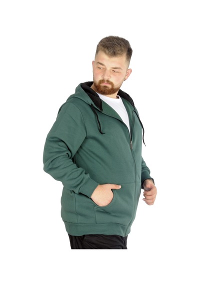 Mode Xl Erkek Sweatshirt Kapşonlu Zippered Basic 20543 Nefti 001