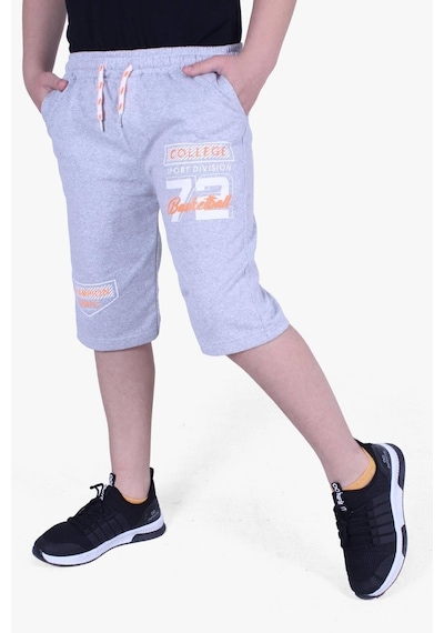 Fyk Kids 72 Yazı Baskılı Geniş Paça Kordon Detaylı Erkek Çocuk Kapri Gri
