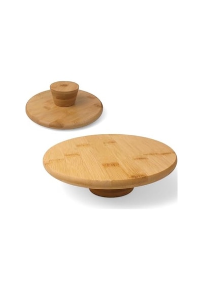 Ayaklı Yüksek Bambu Sunum Tabağı Yükseltici Ayaklı Bambu Sunum Tepsisi Doğal, Şık Ve Dayanıklı 20cm 20cm 6cm Açık Gri