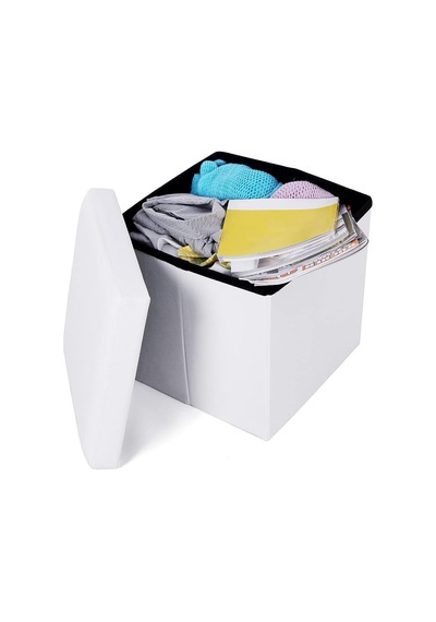 Depolama Alanlı Tabure, 300 Kg'a Kadar Dayanıklı, Beyaz, 38 X 38 X 38 Cm, Lsf103