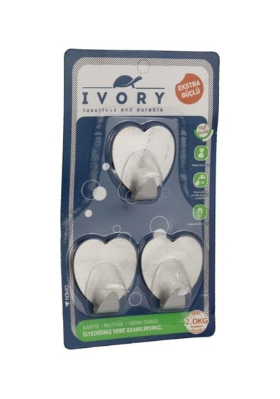 Ivory Metal Yapışkanlı Askı, Kalp Tasarımlı, Paslanmaz, Delme Gerektirmeyen, Duvar Ve Fayans İçin, Havlu Ve Borno Çok Renkli