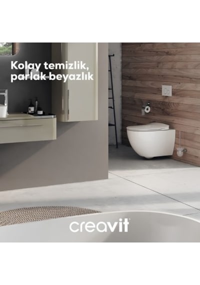 Kanallı Asma Klozet, Beyaz Renk, Yavaş Kapanma Açık Bej