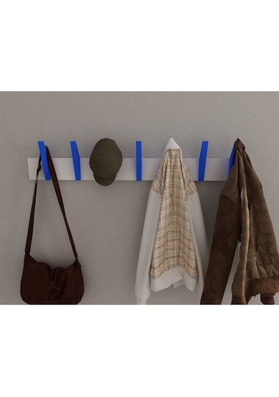 Hepsi3boyutlu Modern Duvar & Kapı Kanca Askılık - 7 Adet Mavi Kanca Askılık - Model No : 4 Mavi