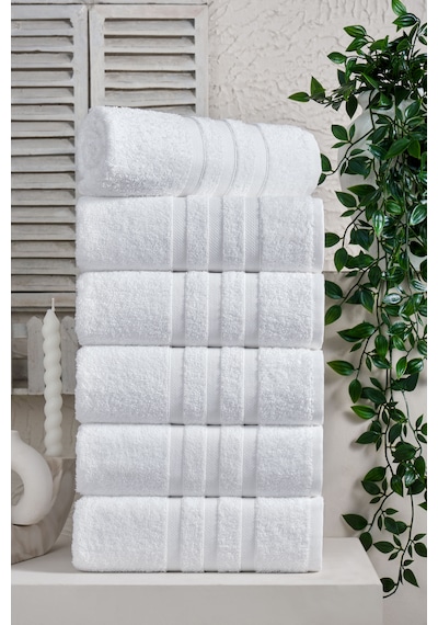 Eumenia Pure White %100 Pamuk 6 Lı Beyaz Otel Havlusu El & Yüz Banyo Havlu Seti 50x90 Cm Beyaz