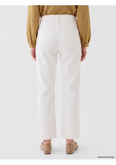 Lcw Modest Ekru Yüksek Bel Crop Flare Kadın Jean Pantolon