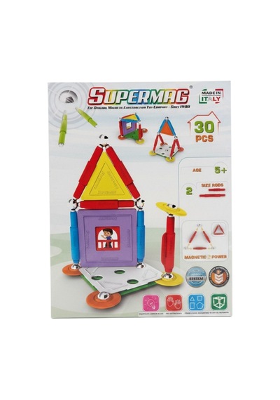 Supermag 30 Parça Manyetik Yapı Ve Ev Seti- Renkli Stem Eğitici Manyetik Oyuncak