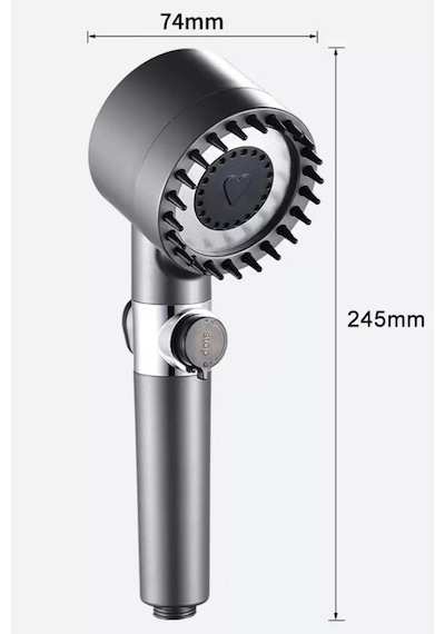 Turbo Fan Pervaneli 5 Fonksiyonlu Su Tasarruflu Duş Başlığı El Tipi Yüksek Basınçlı Duş Başlığ Diğer