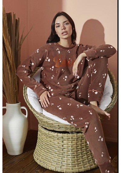 Eliz 8890-3 Ultrasoft Love Yazılı Kadın Pijama Takımı Çok Renkli