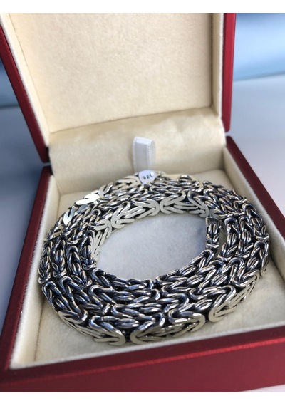 6.5mm Kare Kesim Yassı Kral Gümüş Kolye Işıklı Kutuda Sevgiliye Eşe Babaya Kolye Gümüş