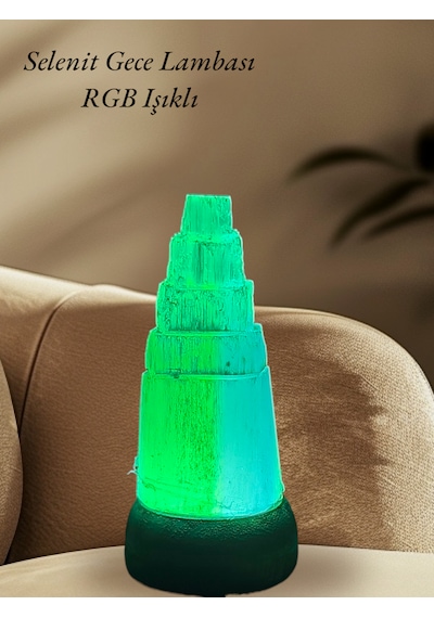 Rgb Işıklı Selenit Taşı Gece Lambası 7 Farklı Mod 7