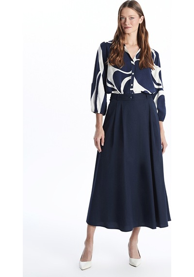 Lcwaıkıkı Classic Lacivert Standart Fit Poplin Kadın Etek