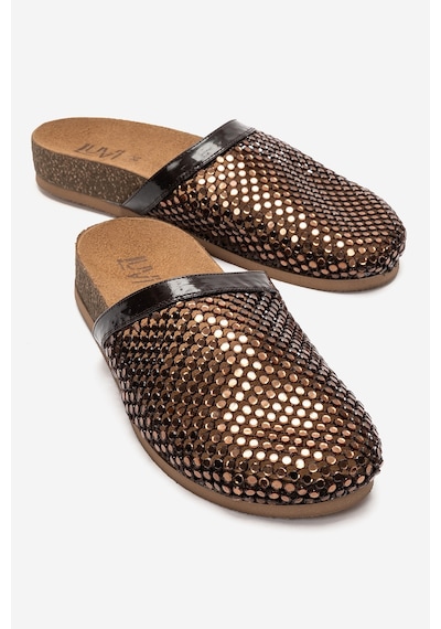 Luvi Shoes Montera Kahverengi Taşlı Kadın Terlik