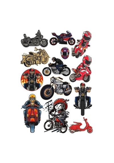Motocu Sticker Set-5 13 Parça Telefon, Tablet, Defter, Laptop Sticker