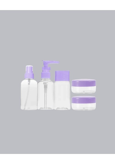 Hubrendy Tekno Seyahat Banyo Seti 5 Parça Şeffaf Taşıma Çantalı 30 Ml