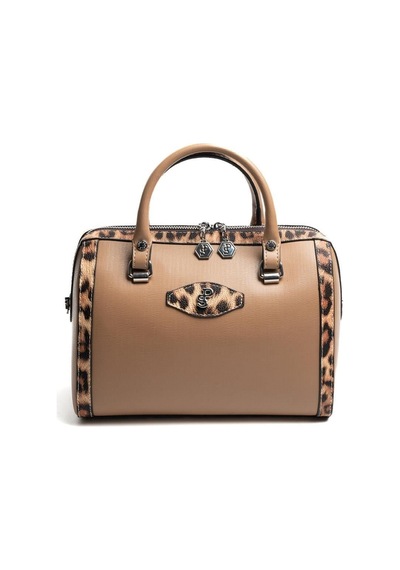 Silver Polo Sp1091 Kadın El Çantası Düz Bizon-leopar Taba