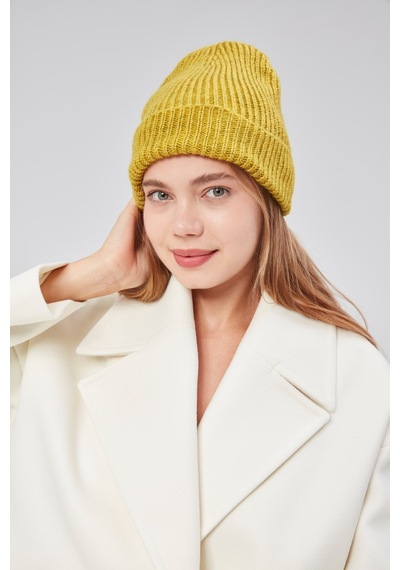 Derikem Basic Şık Standart Lüks Unisex Tiftik Bere Hardal