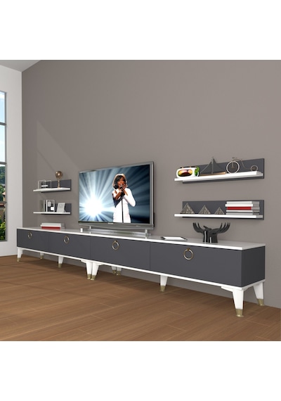 Decoraktiv Eko 360r Mdf Gold Tv Ünitesi Tv Sehpası Beyaz - Siyah