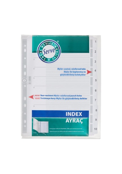 Serve Karton Ayrac 1-10 Rakam A4,seffaf