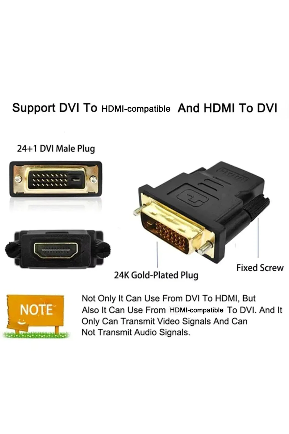 Yeni 2026 24 1 Dvı Erkek To Hdmı Dişi Çevirici Dvi To Hdmi Full Hd 1080p Dönüştürücü 25 Pinli 001