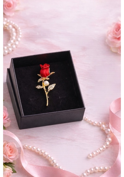 Gül, Lotus, Lale, Çiçek Broşları 5 Renkli